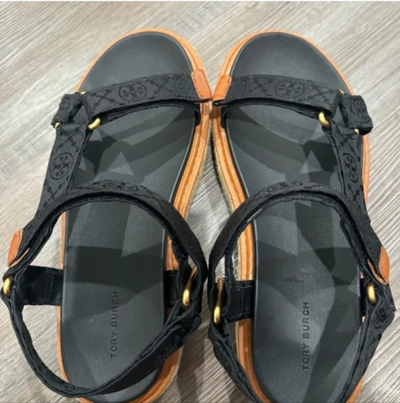 Tory Burch T Monogram Espadrille Sport Sandals - Picture 3 of 6